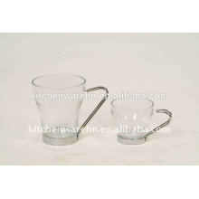 8oz 4oz high quality cups/glass cup with metal handle holder